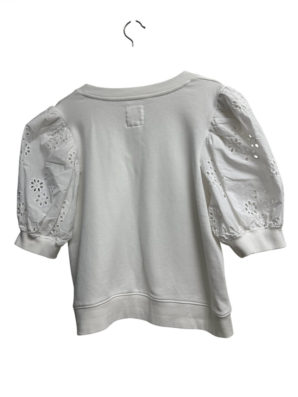 Kensie Jeans | White Eyelet Puff Sleeve Sweatshirt Top | XL Coastal Cottagecore - Picture 6 of 6